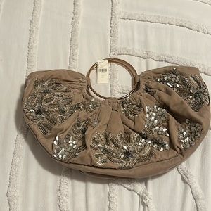 Anthropologie Beaded Velvet Clutch